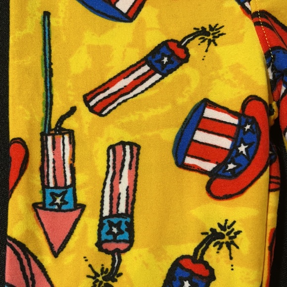 LuLaRoe Kid’s New Unisex S/M Patriotic Hat Firecracker Leggings NWT - Picture 8 of 9